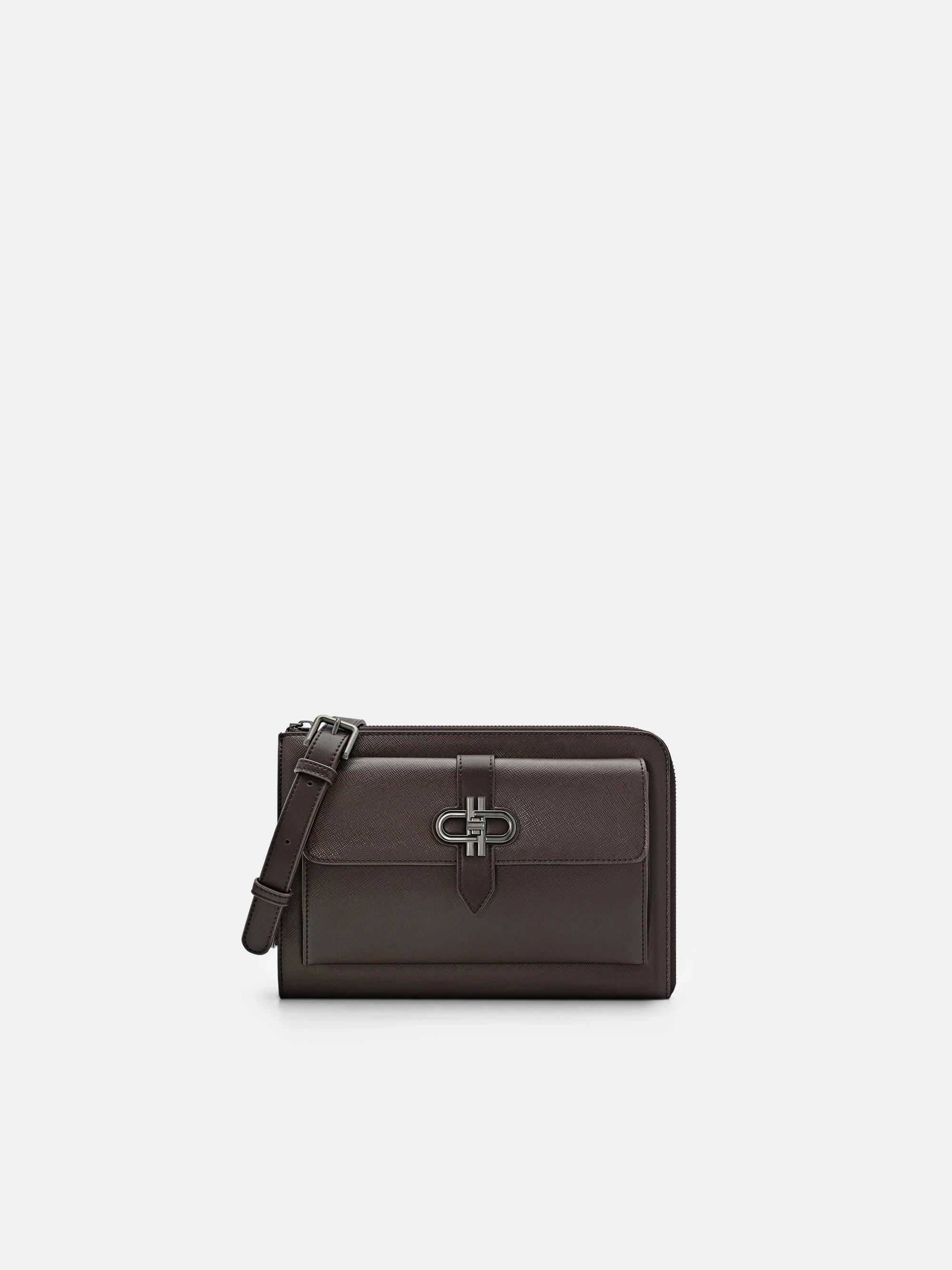Embossed Leather Clutch Bag - Image 7