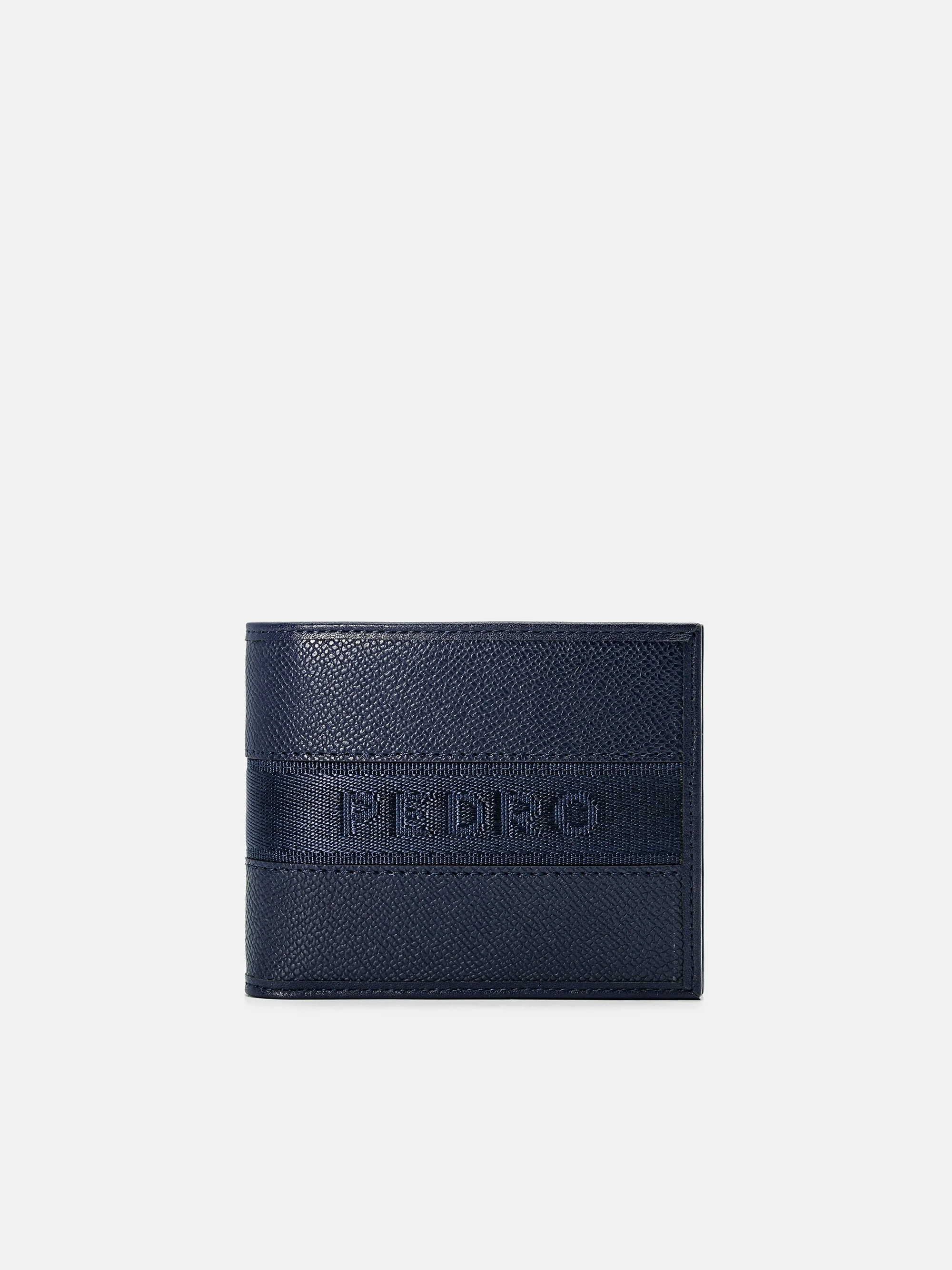 Striped Leather Bi-Fold Flip Wallet
