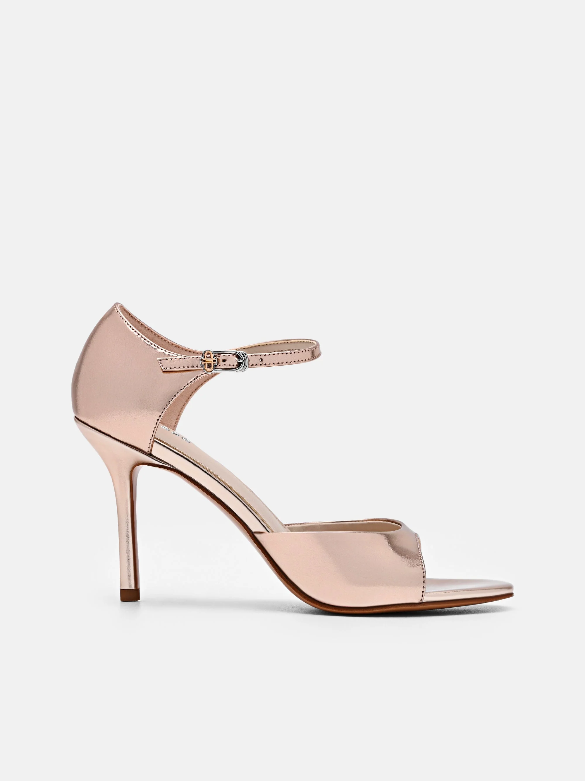 Leather Ankle Strap Stilletto Heel Sandals
